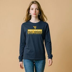 NWT Captivating Blue NCAA West Virginia Mountaineers Long Sleeve Tee Shirt - XL